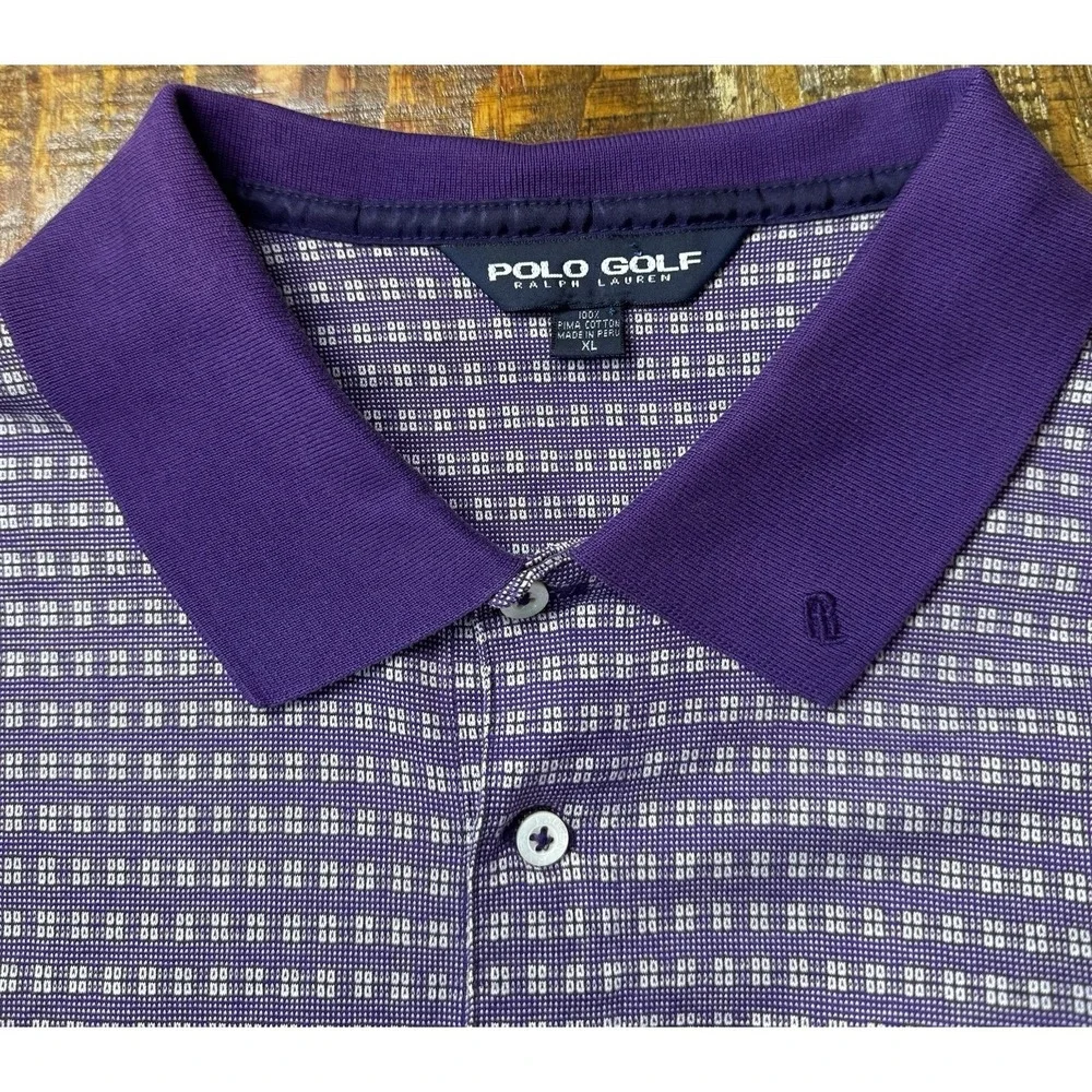 Polo Golf Ralph Lauren Men's XL Purple Geometric Performance Golf Polo Shirt